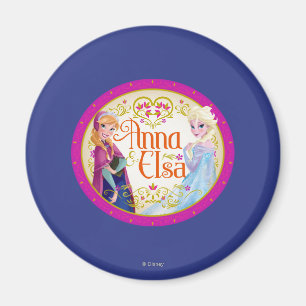 Anna and Elsa   Floral Frame Magnet