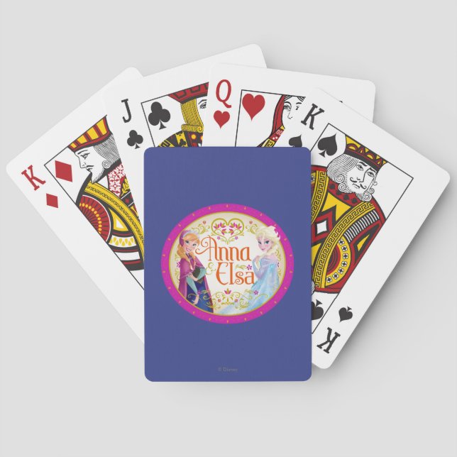 Anna and Elsa | Floral Frame Playing Cards (Back)