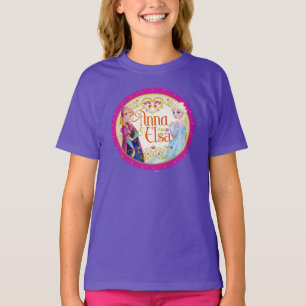 Anna and Elsa   Floral Frame T-Shirt