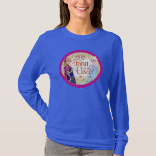 Anna and Elsa Floral Frame T-Shirt
