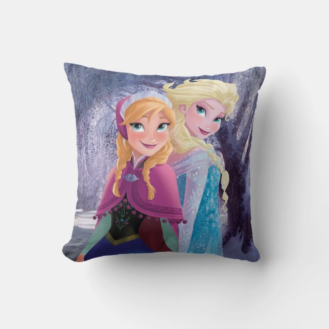 Anna and Elsa | Holding Hands Throw Pillow (Front)