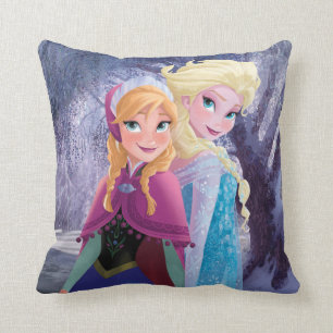 Anna and Elsa   Holding Hands Throw Pillow