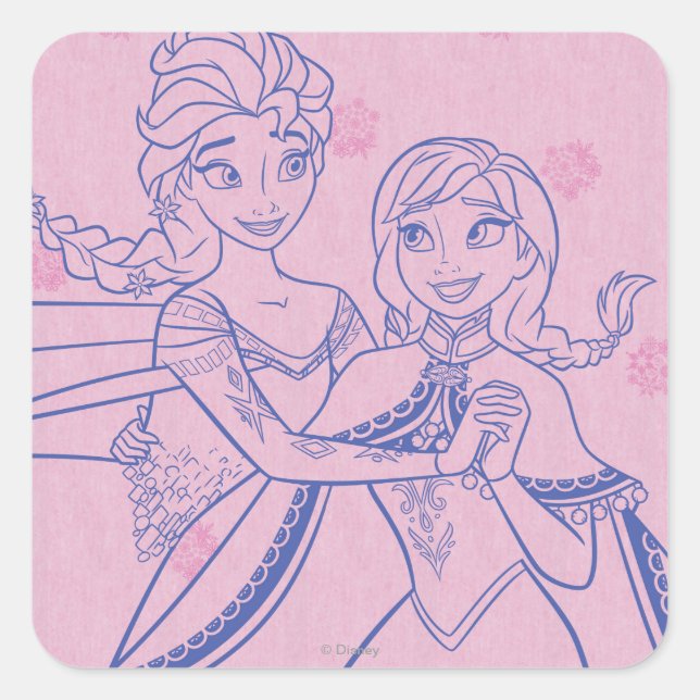 Anna and Elsa | I Love My Sister Square Sticker (Front)