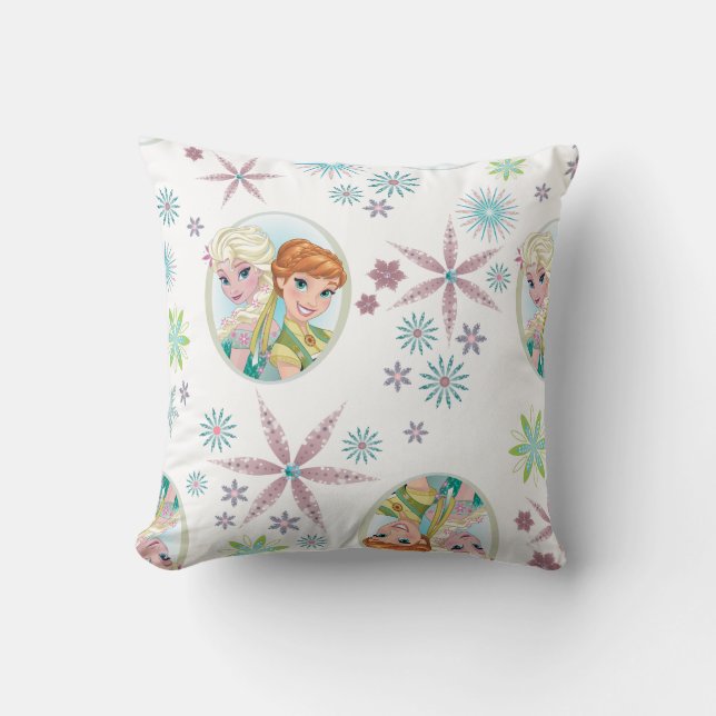 Anna and Elsa Pattern Throw Pillow (Front)