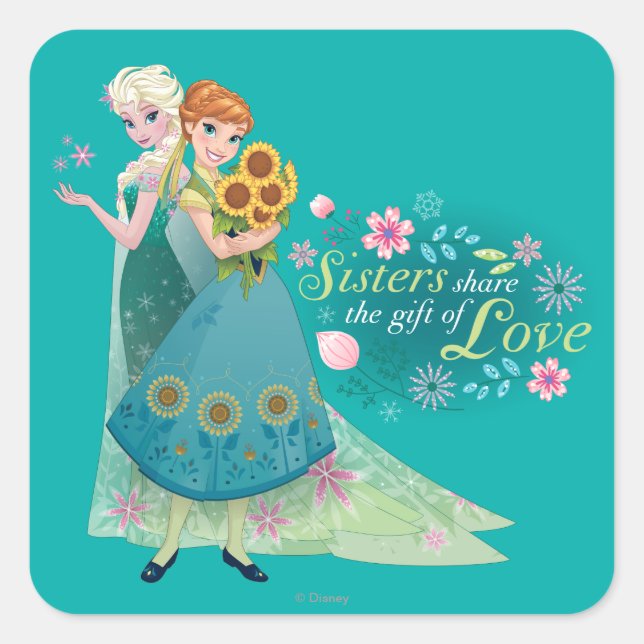 Anna and Elsa | Sister Love Square Sticker (Front)