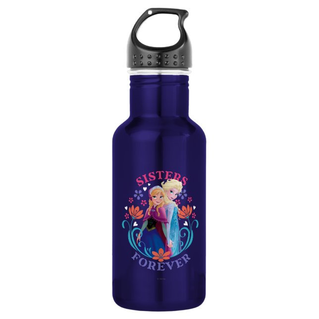 Anna and Elsa | Sisters with Flowers 532 Ml Water Bottle (Front)