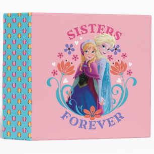 Anna and Elsa Sisters with Flowers Binder