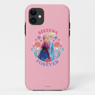 Anna and Elsa   Sisters with Flowers iPhone 11 Case