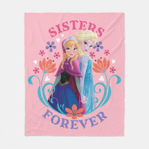 Anna and Elsa   Sisters with Flowers Fleece Blanket