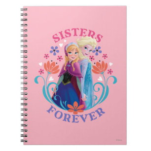 Anna and Elsa   Sisters with Flowers Notebook