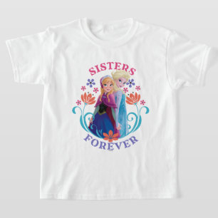 Anna and Elsa Sisters with Flowers T-Shirt