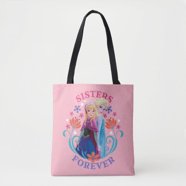 Anna and Elsa | Sisters with Flowers Tote Bag (Front)
