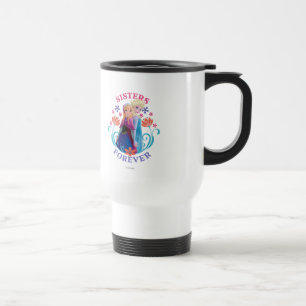 Anna and Elsa Sisters with Flowers Travel Mug