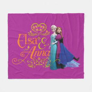 Anna and Elsa Standing Back to Back Fleece Blanket