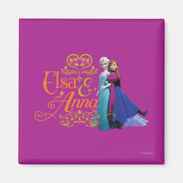 Anna and Elsa | Standing Back to Back Magnet (Front)