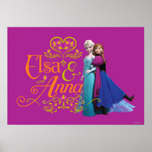 Anna and Elsa   Standing Back to Back Poster