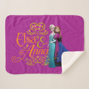 Anna and Elsa Standing Back to Back Sherpa Blanket