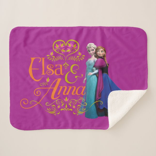 Anna and Elsa | Standing Back to Back Sherpa Blanket (Front (Horizontal))