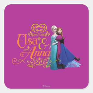 Anna and Elsa   Standing Back to Back Square Sticker