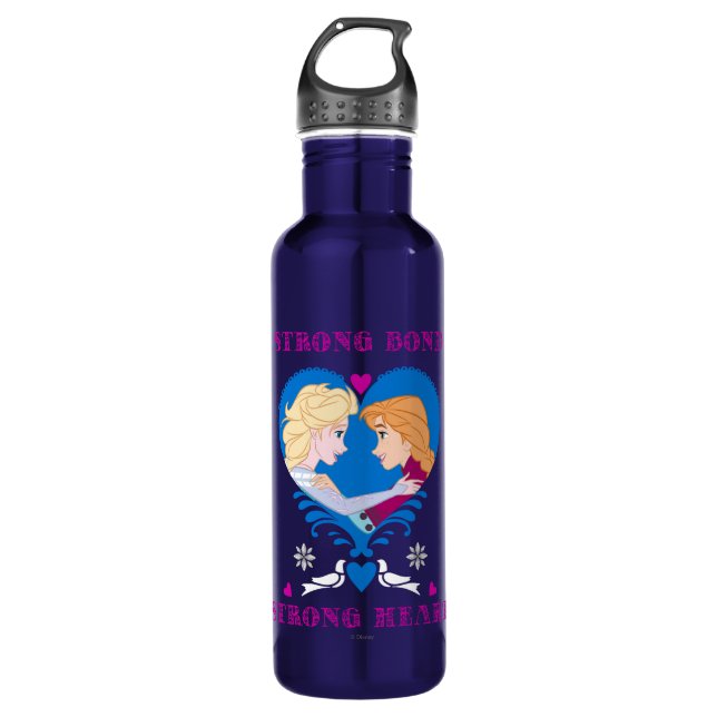 Anna and Elsa | Strong Bond, Strong Heart 710 Ml Water Bottle (Front)