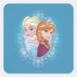 Anna and Elsa   Winter Magic Square Sticker