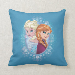 Anna and Elsa   Winter Magic Throw Pillow