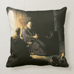 Anna and the Blind Tobit, c.1630 (oil on panel) Throw Pillow