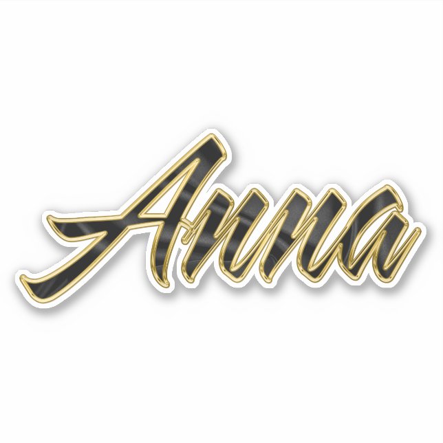 Anna black gold lettering decal sticker (Front)