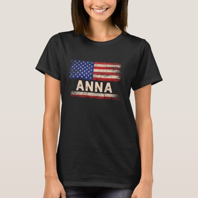 Anna First Name Shirt Anna Name American Flag (Front)