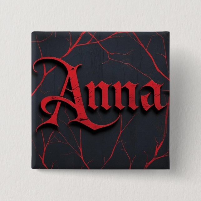 Anna In Gothic 2 Inch Square Button (Front)