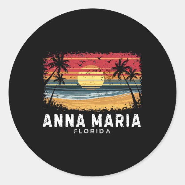 Anna Maria Beach Florida Surfboard Beach  Classic Round Sticker (Front)