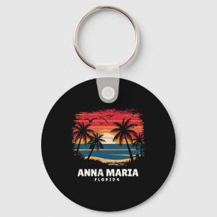 Anna Maria Beach Florida Surfboarder Palm Tree Sou Keychain