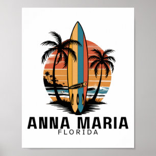 Anna Maria Beach Florida Surfing Surfer  Poster