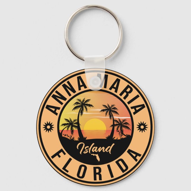 Anna Maria island Florida Beach Retro Souvenir Keychain (Front)