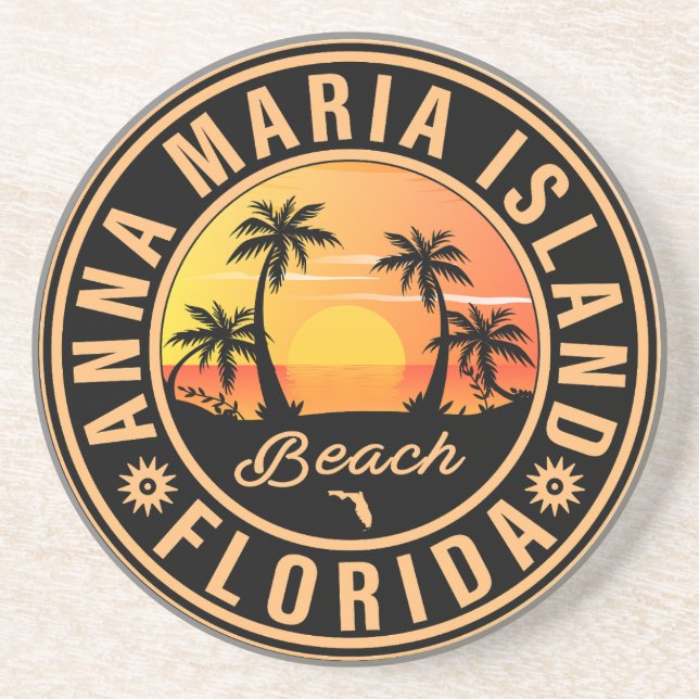 Anna Maria island Florida Beach Retro Sunset 60s Coaster (Front)
