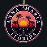 Anna Maria island Florida Retro Sunset Souvenirs Ceramic Ornament<br><div class="desc">Anna Maria Island Florida - Retro Tropical Palm Tree 60s Souvenirs Vintage design makes a great Christmas or Birthday gift for fans of Anna Maria Island beach. The retro summer vibe design is a perfect gift for travel lovers and tropical destination fans. - " You can customize and modify this...</div>