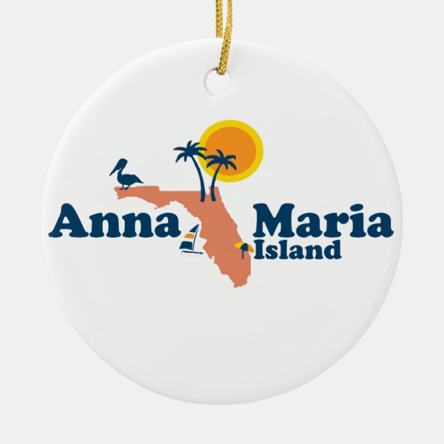 Anna Maria Island - Map Design. Ceramic Ornament (Front)