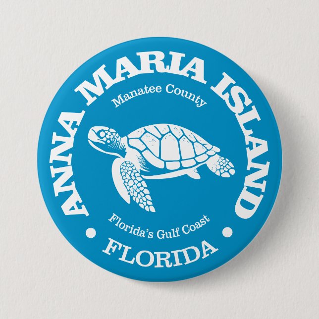 Anna Maria Island (sea turtle) 3 Inch Round Button (Front)