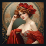 Anna Marie An Art Deco Woman Poster<br><div class="desc">Anna Marie An Art Deco Woman depicts a gorgeous flapper. She is wearing a beautiful auburn colour which matches her hair. It's a glorious combination with her gown embellished with gold. She is wearing a fascinator in her hair which is jewelled and matches exactly. Behind her is an Art Deco...</div>