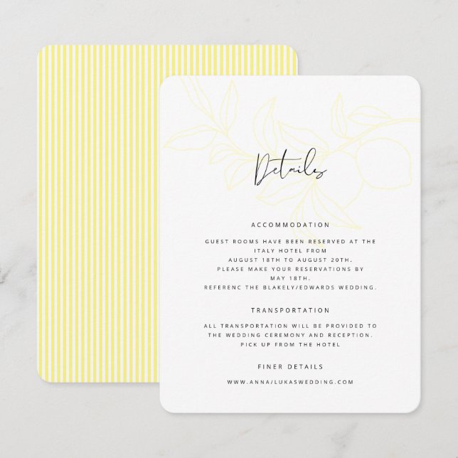 ANNA Modern Italian Lemon Stripes Details Card (Front/Back)