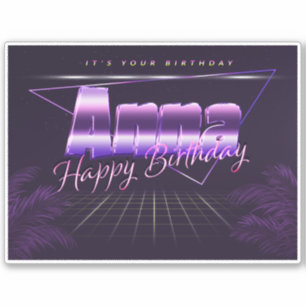 Anna Name First name lila retro Sticker Birthday