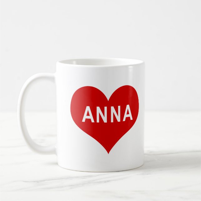 ANNA NAME Red Love Heart Coffee Mug (Left)