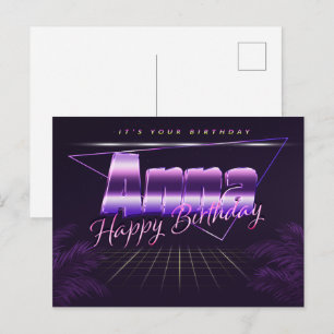 Anna Name Vorname lila Postkarte Geburtstag Postcard
