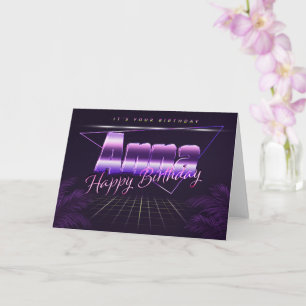 Anna Name Vorname lila retro Karte Geburtstag Card