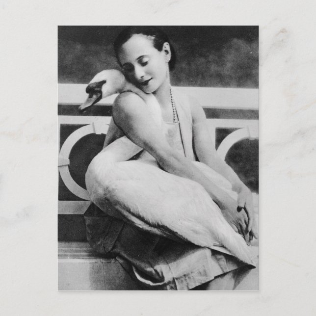 Anna Pavlova with her pet swan Jack, c.1905 Postcard (Front)