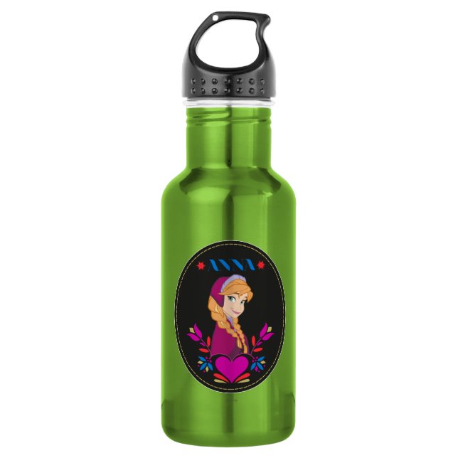 Anna | Portrait in Black Circle 532 Ml Water Bottle (Front)