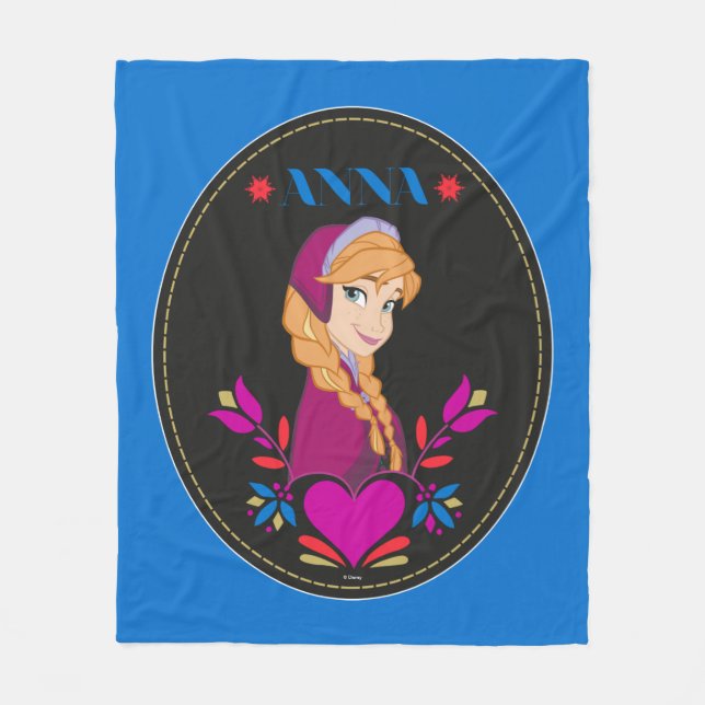 Anna | Portrait in Black Circle Fleece Blanket (Front)