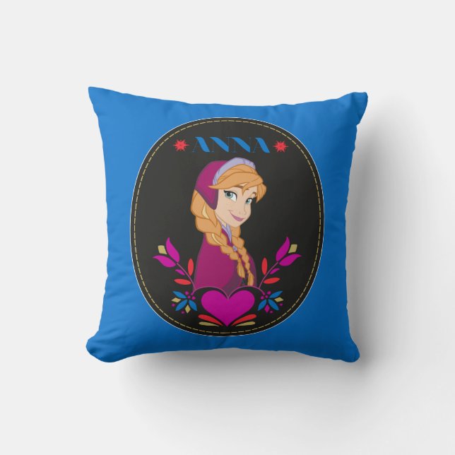 Anna | Portrait in Black Circle Throw Pillow (Front)