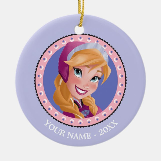 Anna | Portrait In Circle Add Your Name Ceramic Ornament (Front)