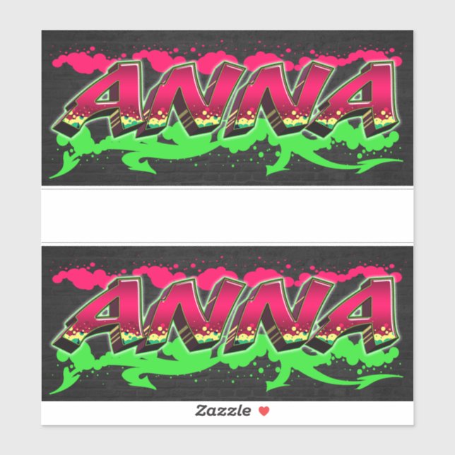 Anna Prénom Nom Graffiti Autocollants (Feuille)